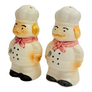Vintage Artmark Chef Cook Salt And Pepper Shakers Ceramic Made In Taiwan MIB